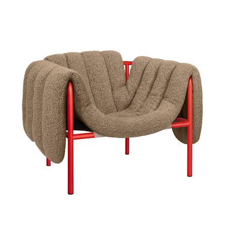 Puffy Lounge Chair, Sawdust / Traffic Red