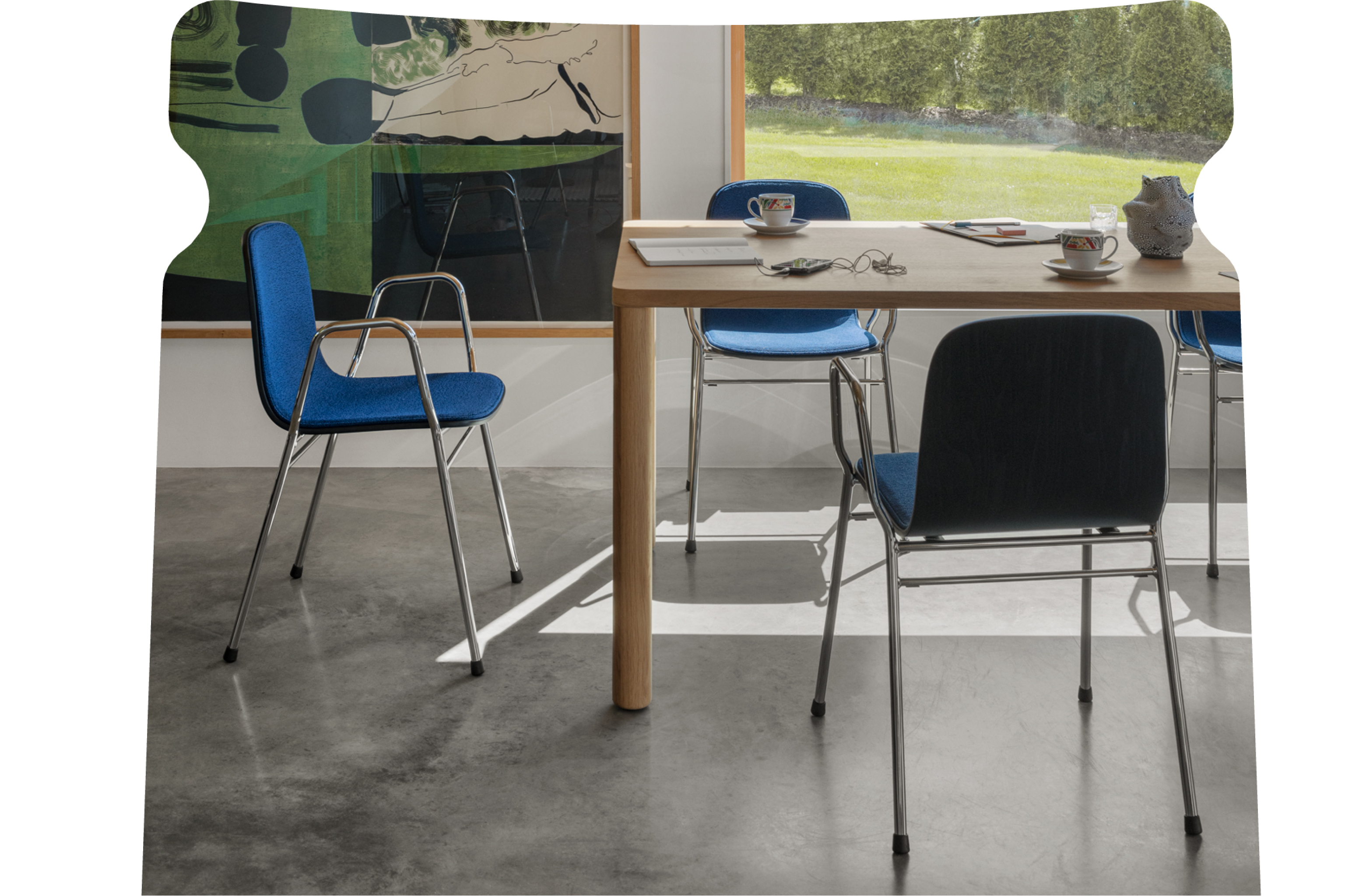 Hem - An office space featuring Log Table and Touchwood Chairs.