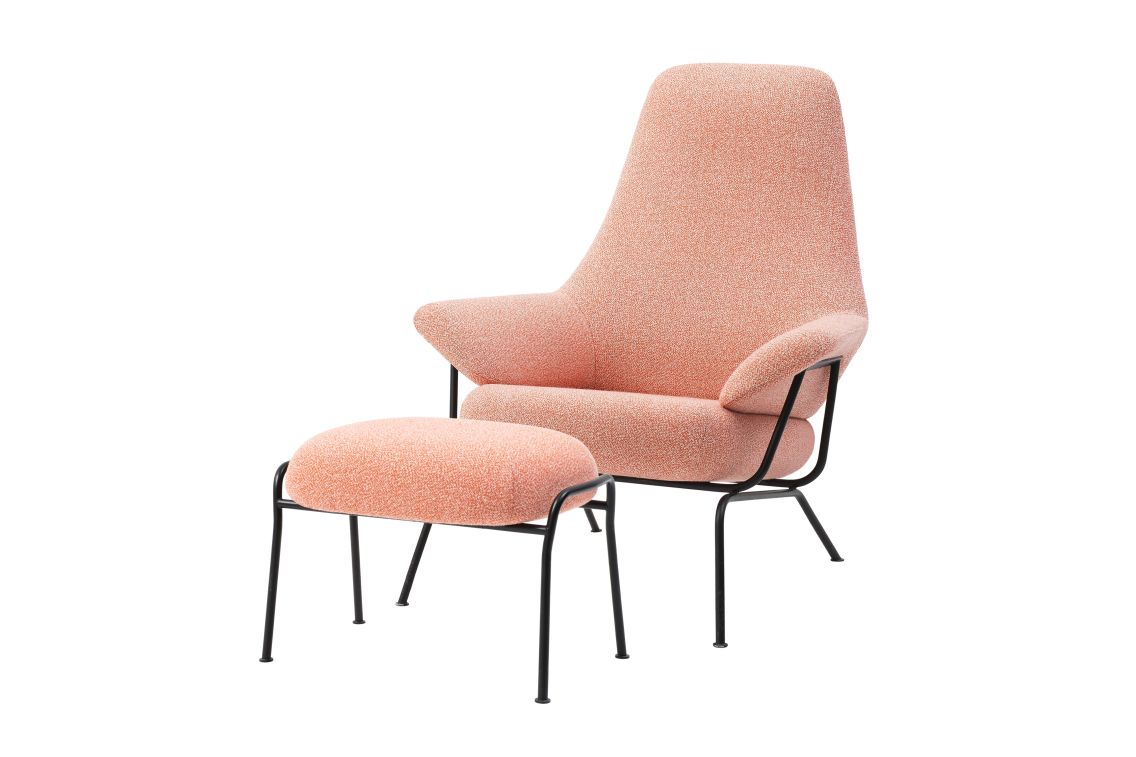 Hai Lounge Chair + Ottoman, Coral, Art. no. 20030 (image 1)