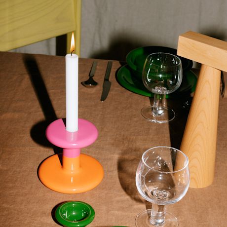 Pesa Candle Holder Low, Magenta / Orange