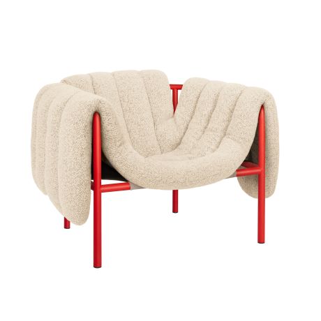 Puffy Lounge Chair, Eggshell / Traffic Red
