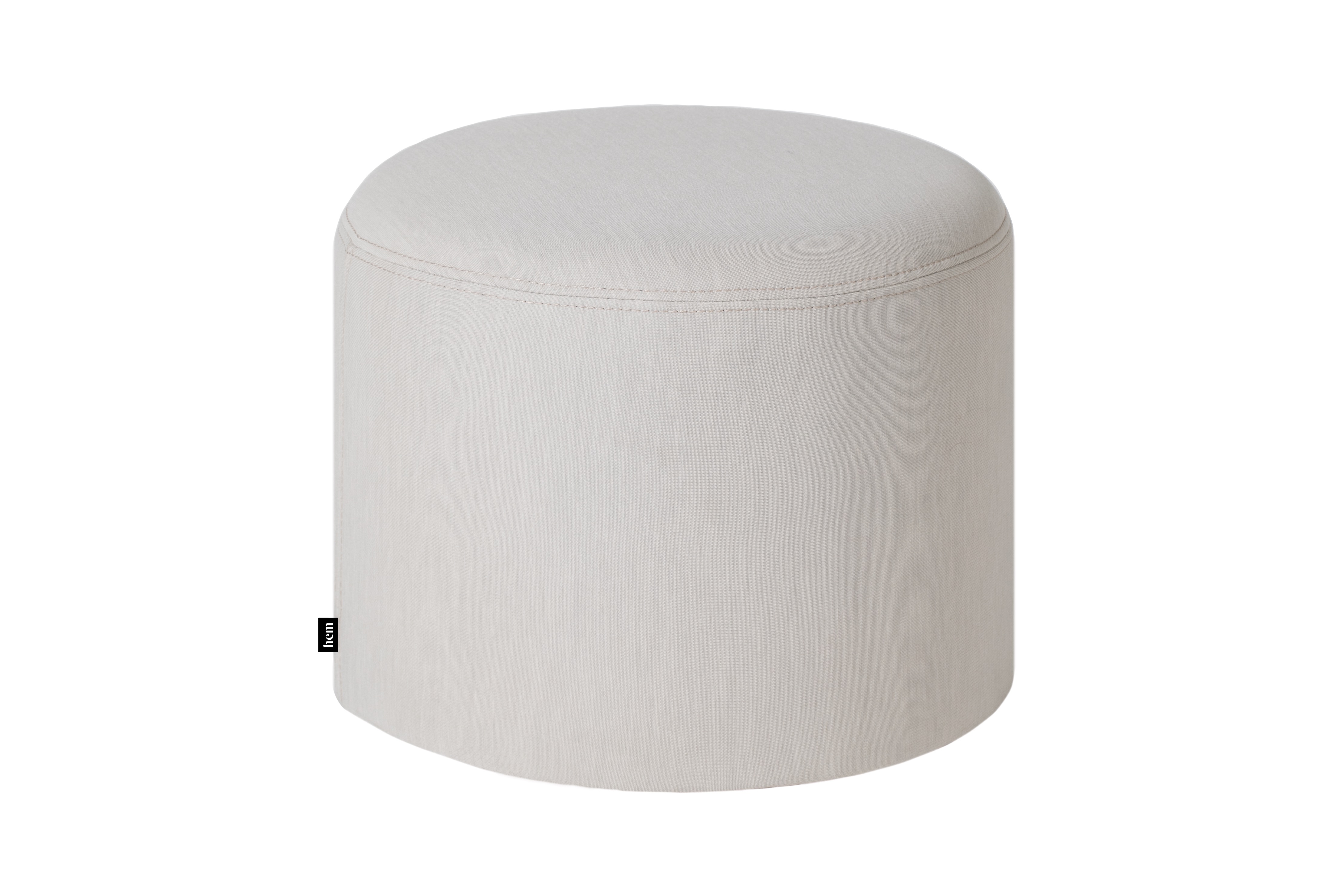 Round white outlet pouf