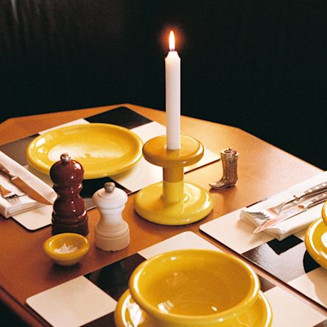 Pesa Candle Holder Low, Honey Yellow / Sulfur Yellow