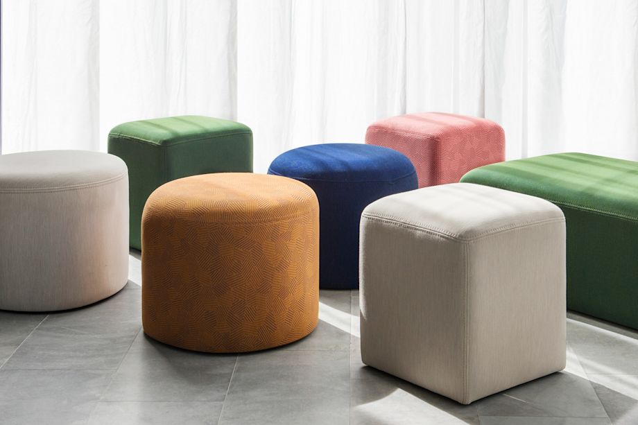 Hem - A lifestyle image featuring several Bon Pouf Round and Bon Pouf Cube variants.