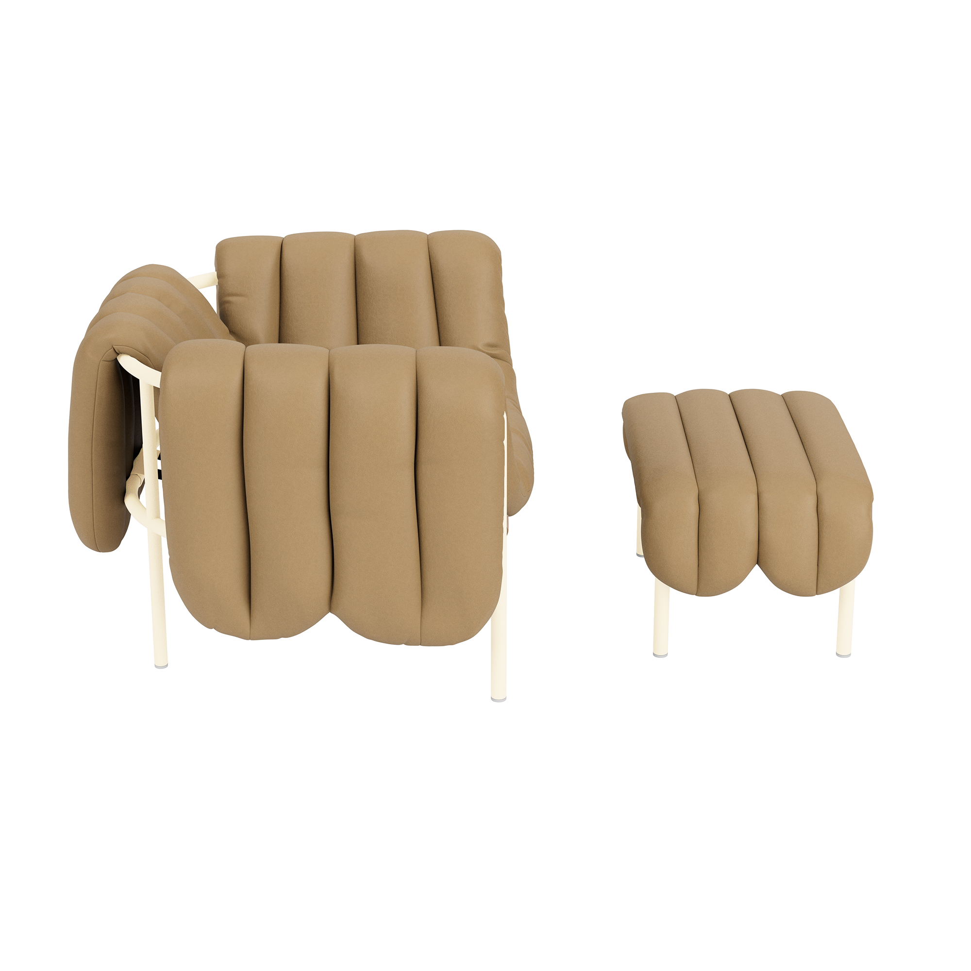 Puffy Lounge Chair + Ottoman, Elmosoft Leather 03009 / Cream (UK), Art. no. 90242 (image 3)