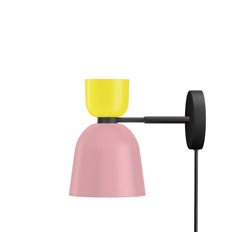 Alphabeta Wall Light + Cable, Sulfur Yellow / Light Pink