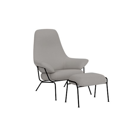 Hai Lounge Chair + Ottoman, Cura 60112/Black