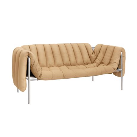Puffy 2.5-seater Sofa, Sand Leather / Stainless