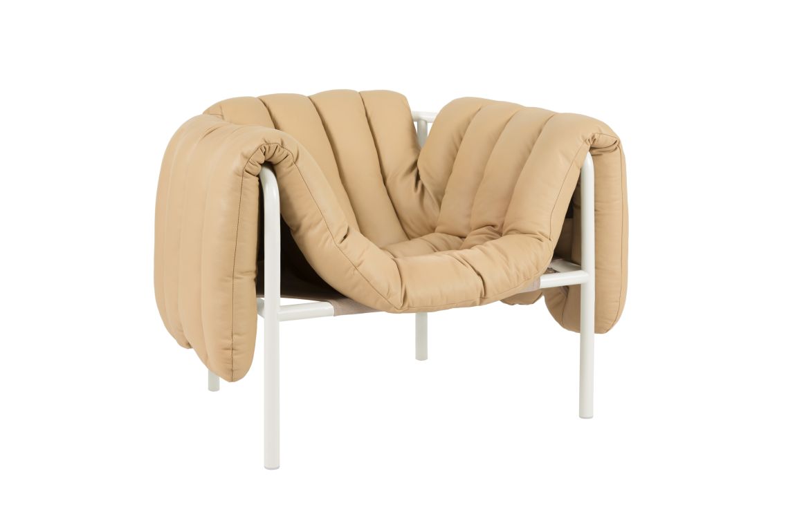 Puffy Lounge Chair, Sand Leather / Cream, Art. no. 20199 (image 1)