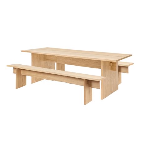 Bookmatch Table 220 cm / 86.6 in + Benches, Oak