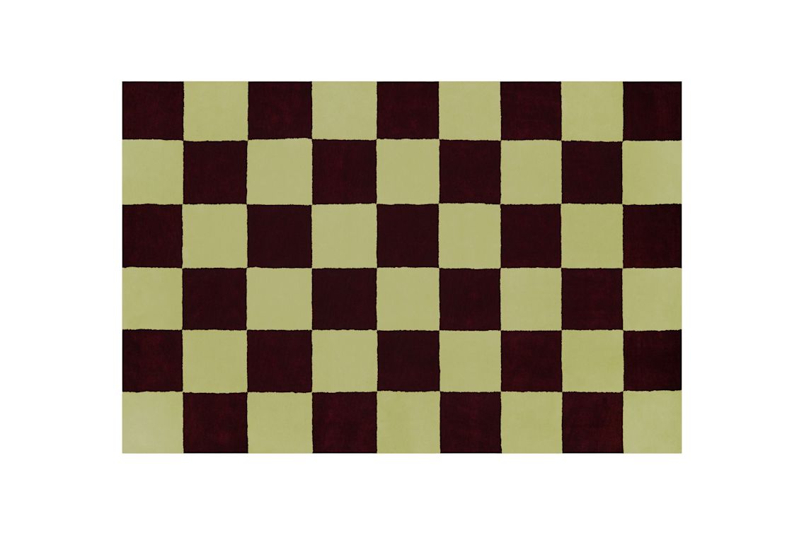 Pattern Rug Large, Burgundy / Pale Lime Check, Art. no. 31363 (image 1)