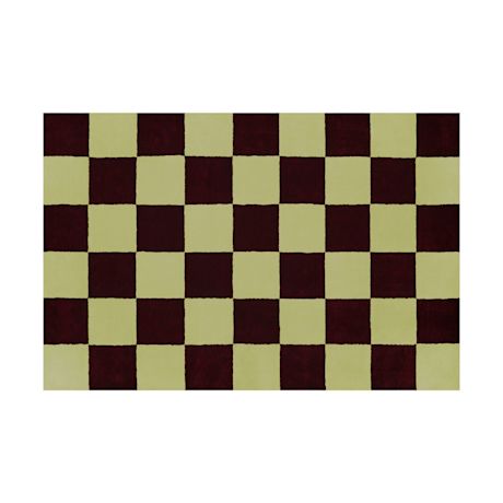 Pattern Rug Large, Burgundy / Pale Lime Check