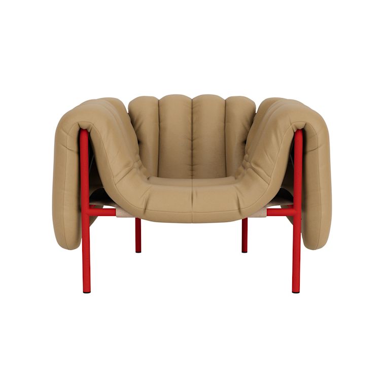 Puffy Lounge Chair, Elmosoft Leather 03009 / Traffic Red (UK), Art. no. 90116 (image 2)