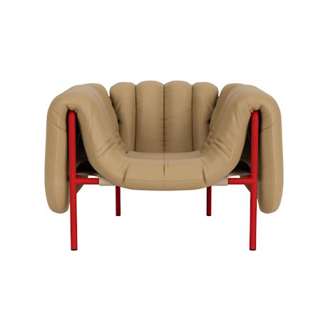 Puffy Lounge Chair, Elmosoft Leather 03009 / Traffic Red