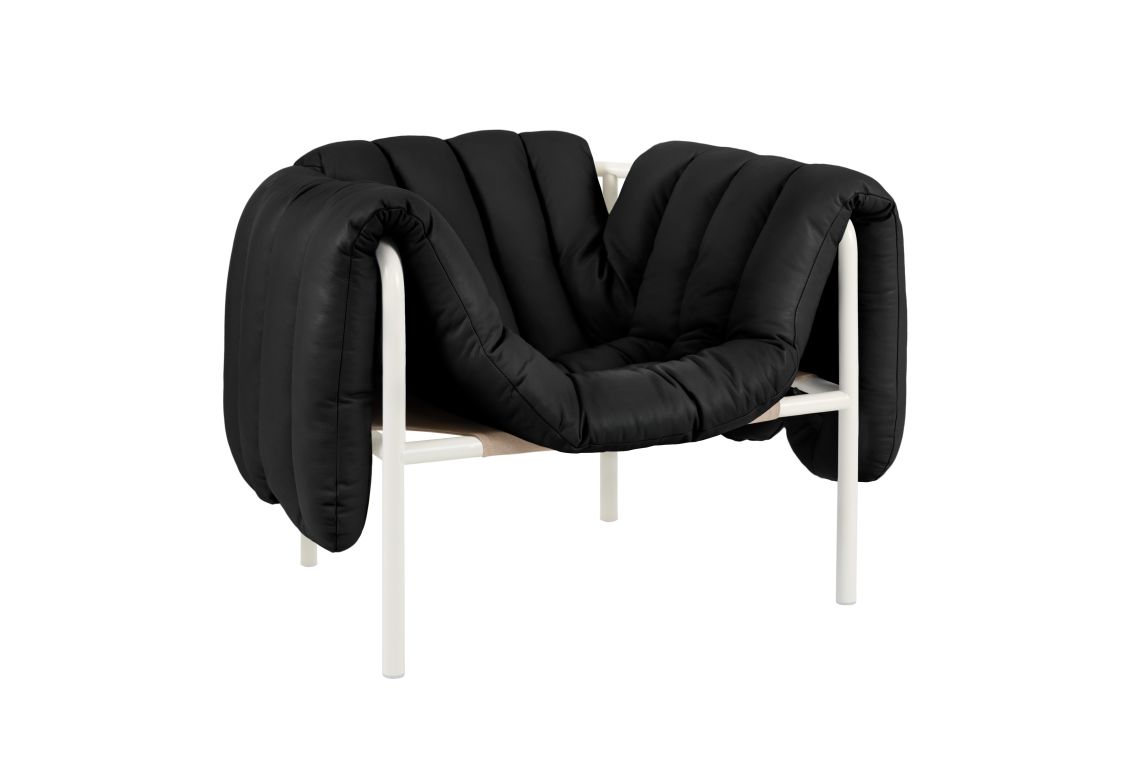 Puffy Lounge Chair, Black Leather / Cream (UK), Art. no. 20648 (image 1)