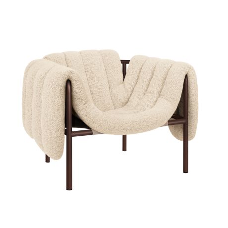Puffy Lounge Chair, Eggshell / Chocolate Brown