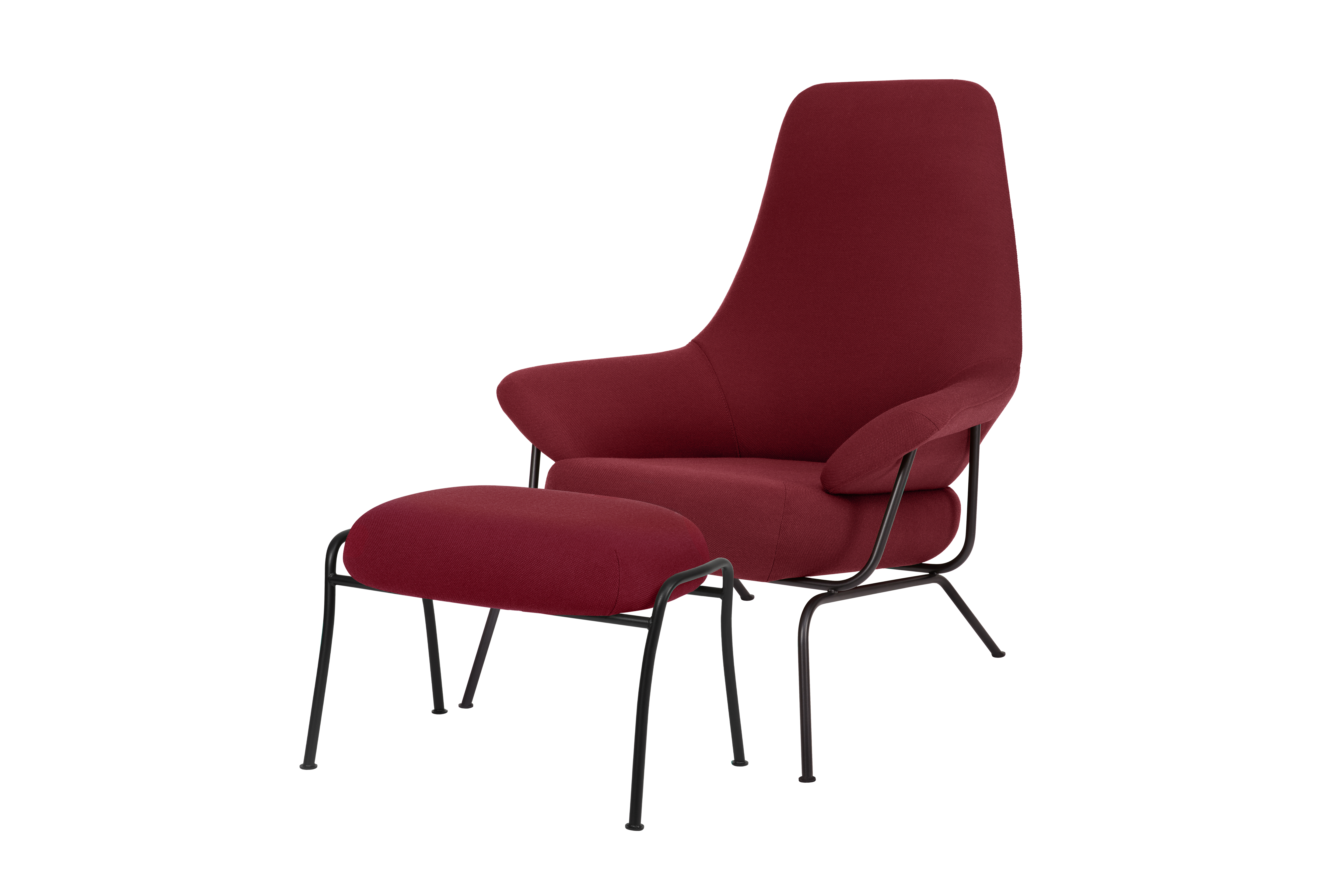 Burgundy chair store with ottoman