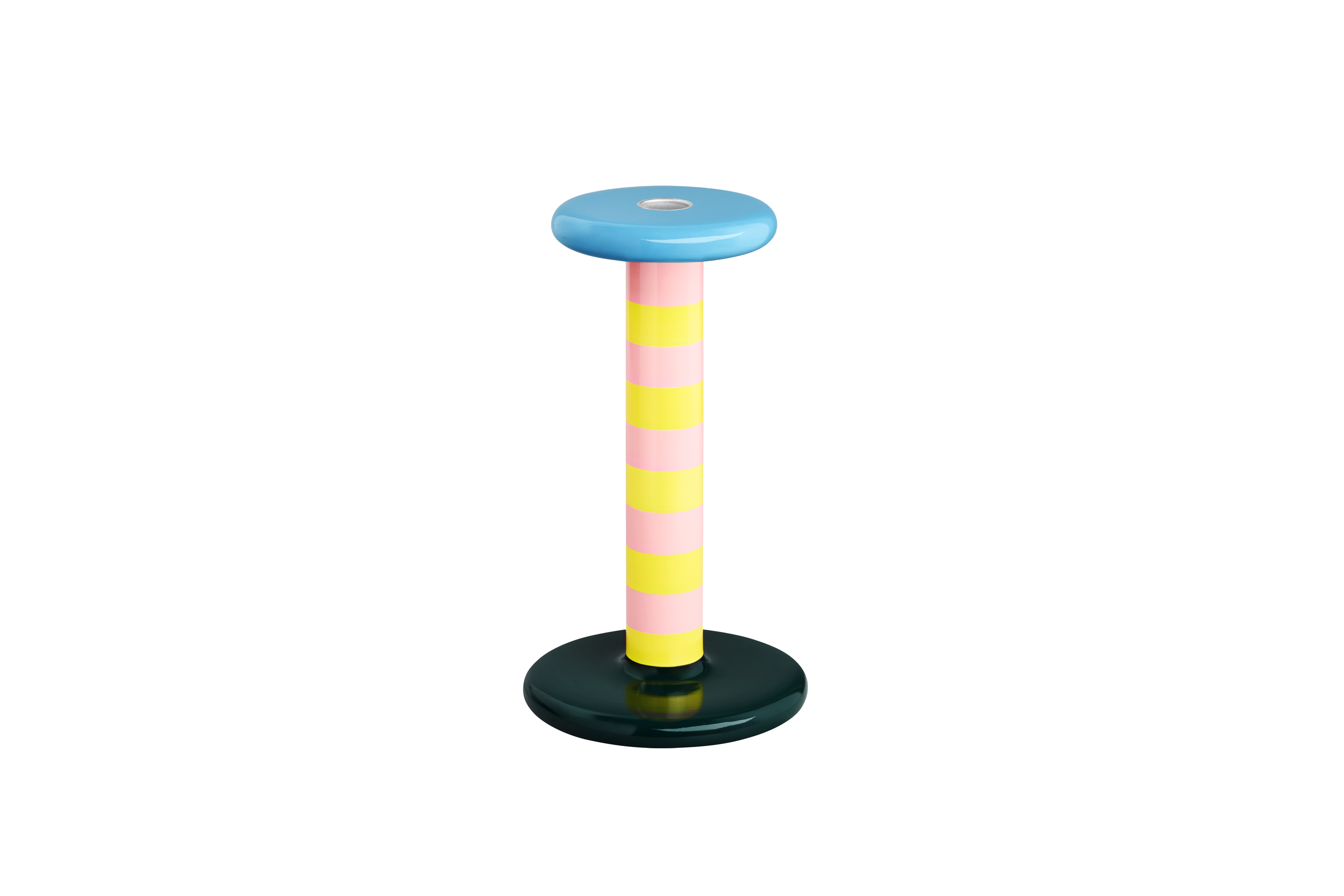 Pesa Candle Holder High, Pink / Sulfur Yellow Stripe, Art. no. 31019 (image 1)