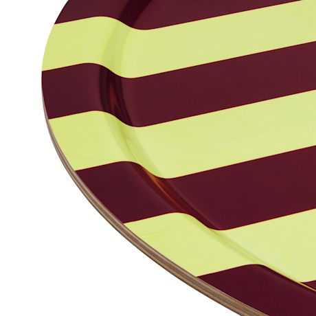 Stripe Tray Large, Butter / Burgundy