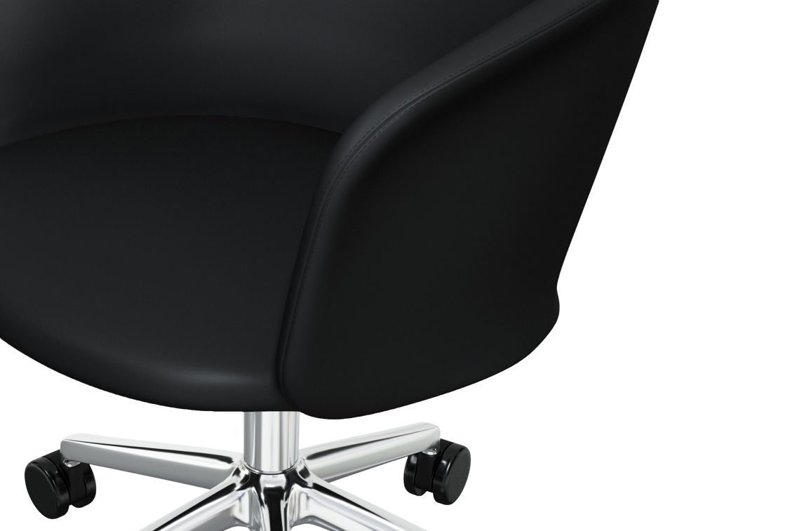 Kendo Swivel Chair 5-star Castors, Black Leather / Polished (UK), Art. no. 20527 (image 7)