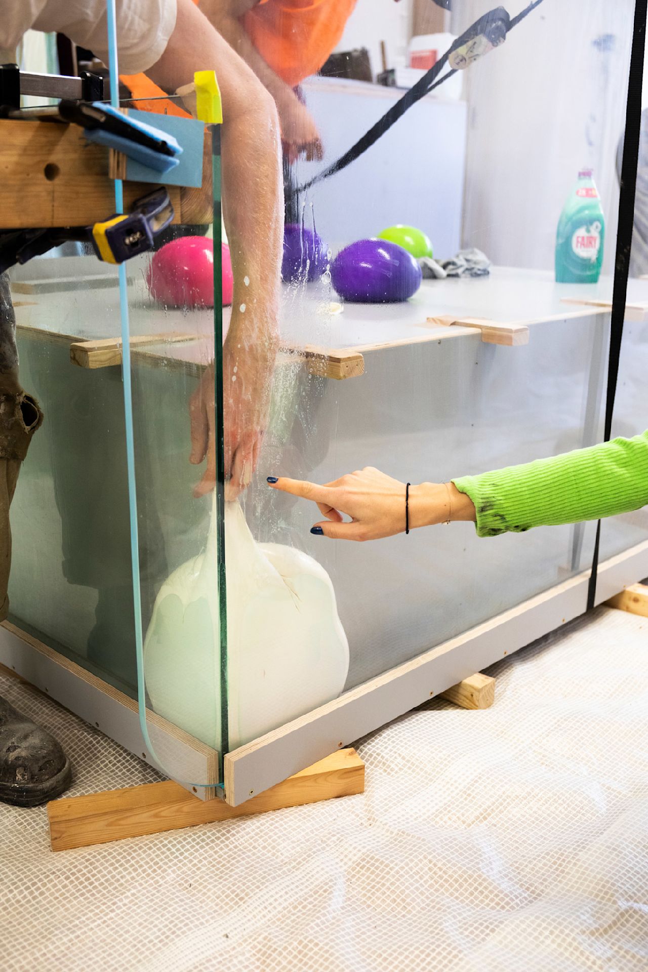 An editorial image from behind the scenes of making the Hem Yellow Counter.