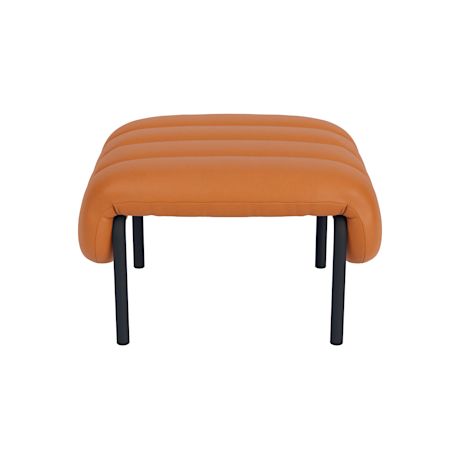 Puffy Ottoman, Elmosoft Leather 54035 / Black Grey