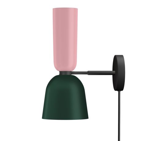 Alphabeta Wall Light + Cable, Light Pink / Black Green