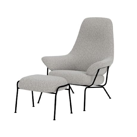 Hai Lounge Chair + Ottoman, Pebble (UK)