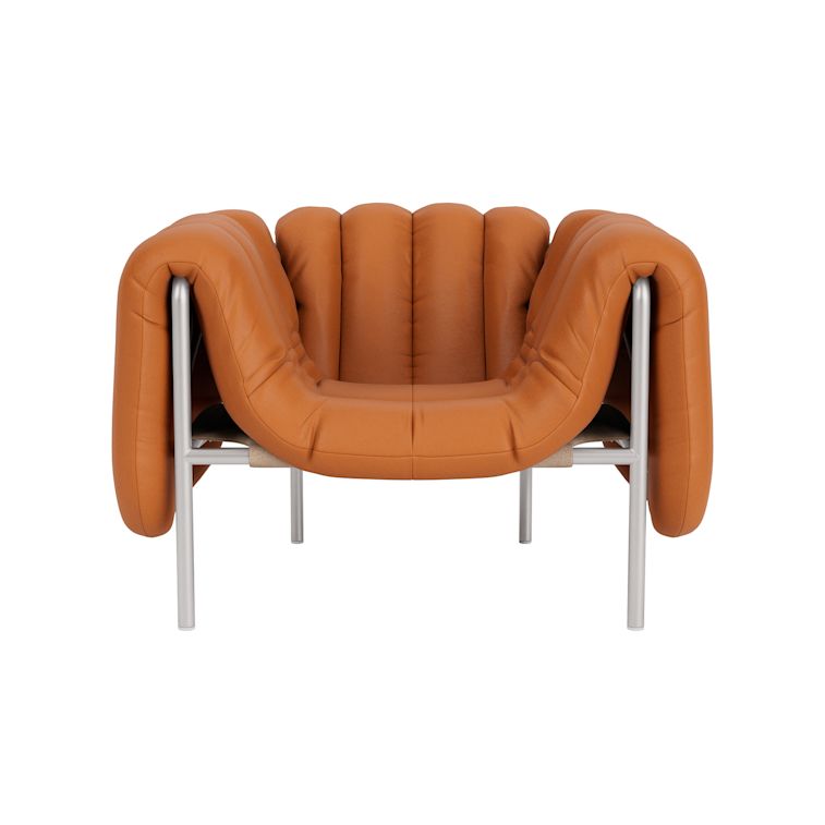 Puffy Lounge Chair, Elmosoft Leather 54035 / Stainless, Art. no. 90124 (image 2)
