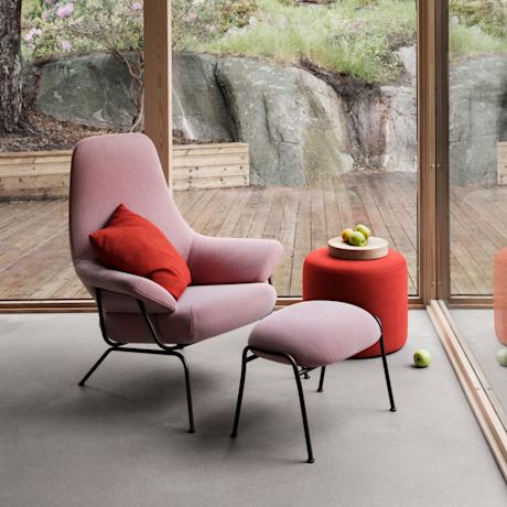 Hai Lounge Chair + Ottoman, Pink