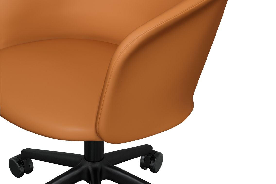 Kendo Swivel Chair 5-star Castors, Cognac Leather / Black, Art. no. 20246 (image 7)