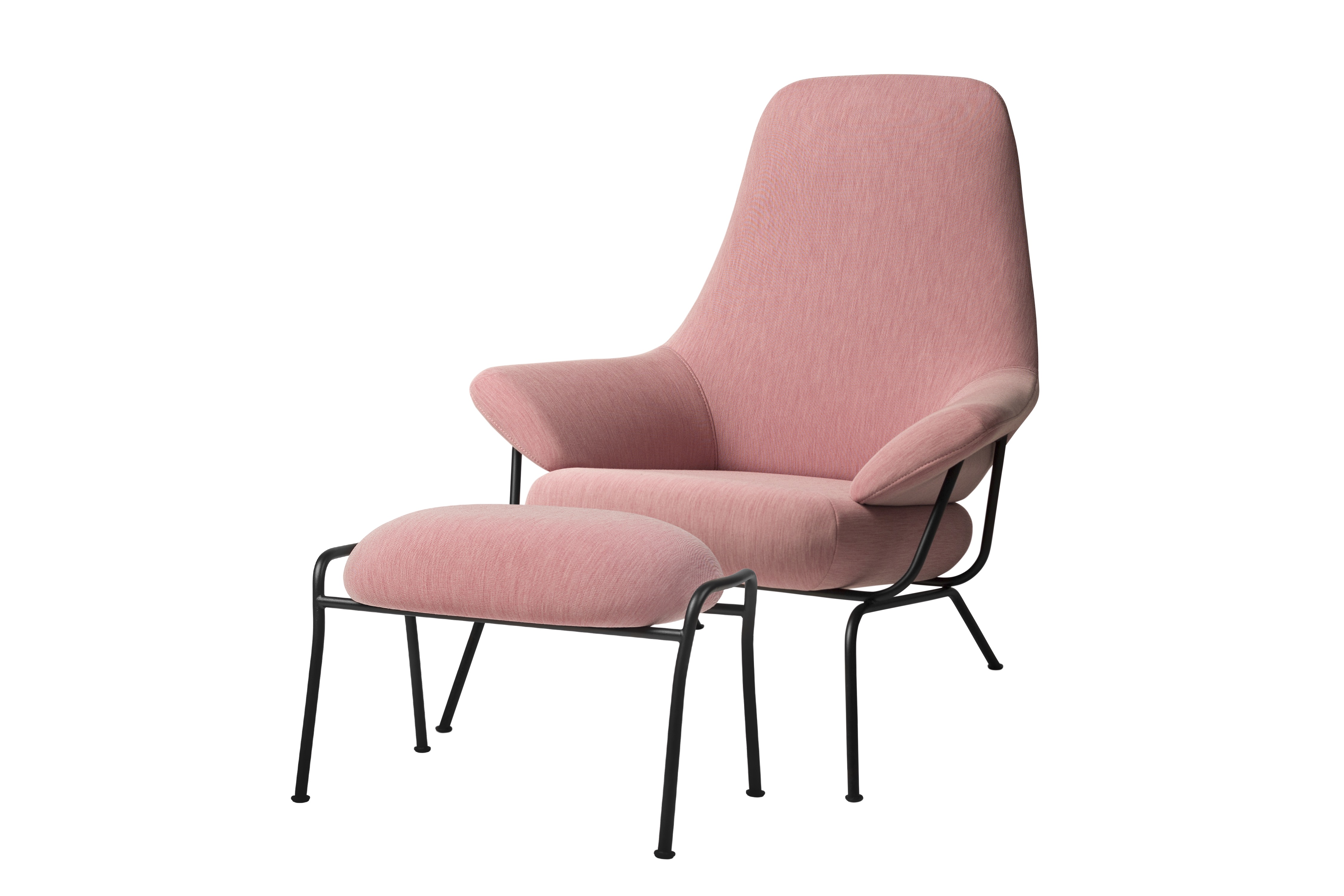 Pink armchair on sale and ottoman