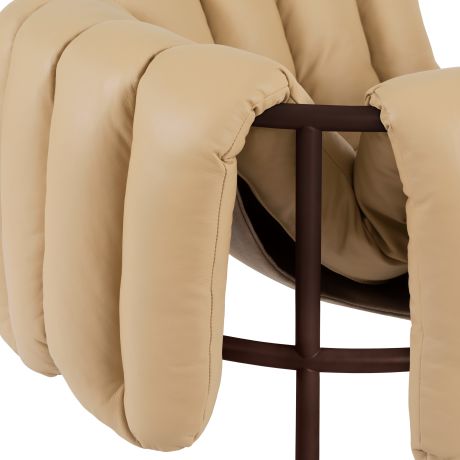 Puffy Lounge Chair, Sand Leather / Chocolate Brown (UK)