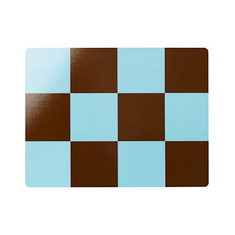 Check Placemat (Set of 2), Light Blue / Chocolate