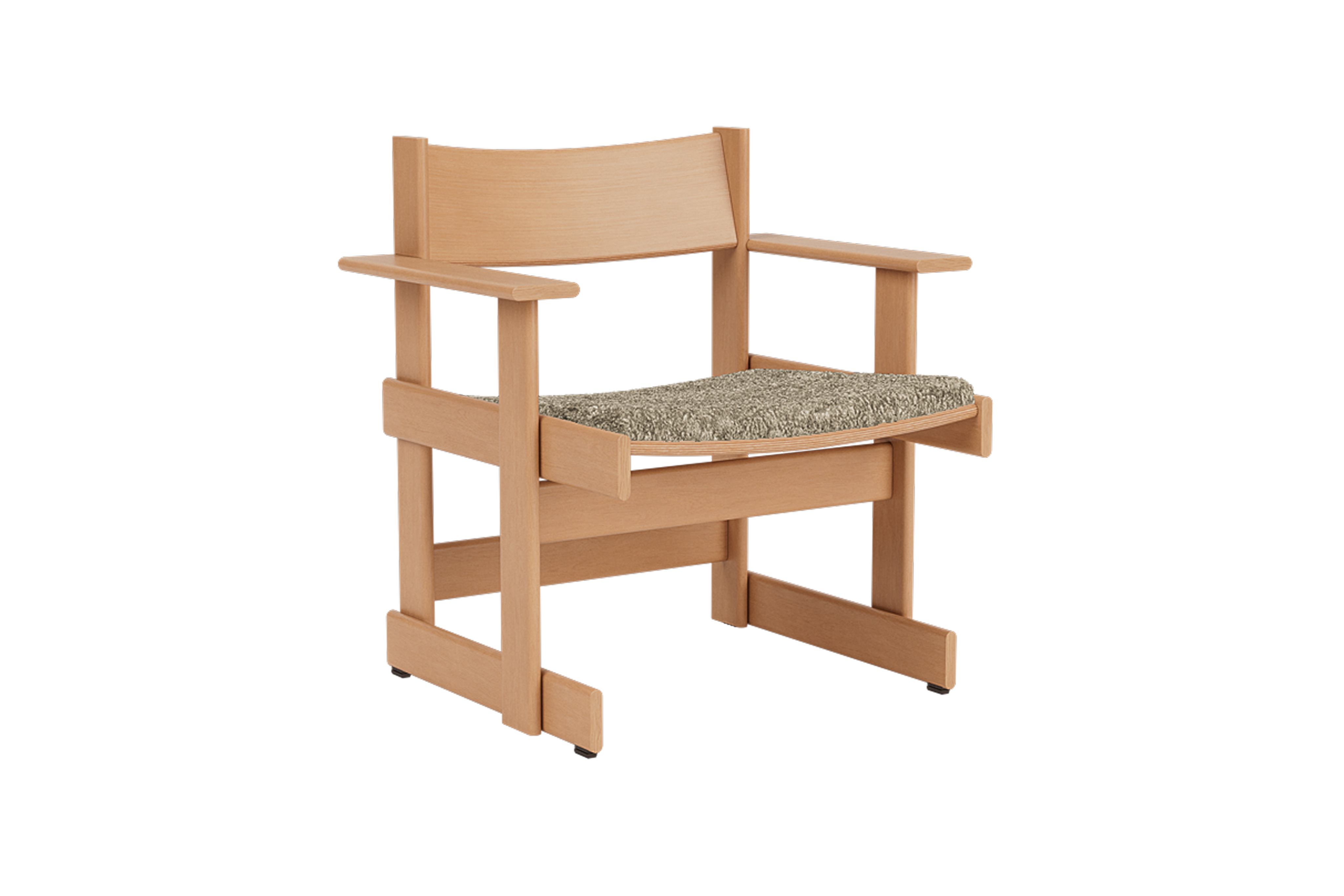 Bullnose Lounge Chair, Natural / Taupe Sheepskin Seat Pad