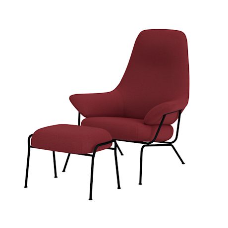 Hai Lounge Chair + Ottoman, Burgundy
