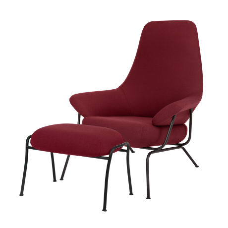 Hai Lounge Chair + Ottoman, Burgundy (UK)