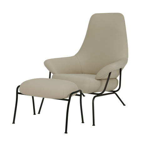 Hai Lounge Chair + Ottoman, Light Beige 