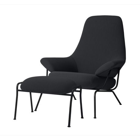 Hai Lounge Chair + Ottoman, Charcoal