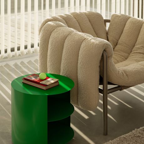 Puffy Lounge Chair, Eggshell / Stainless (UK)