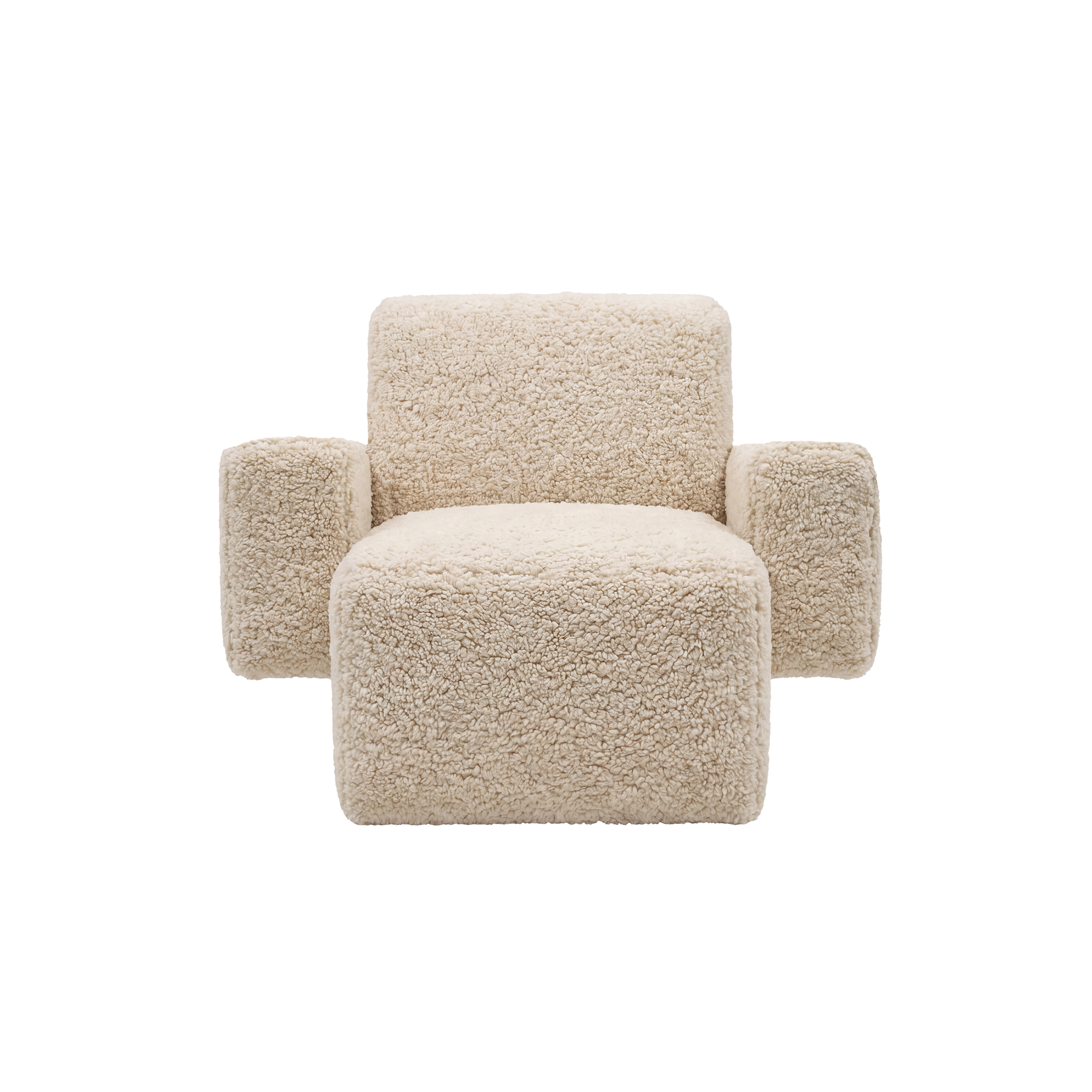 Hunk Lounge Chair With Armrests, Curly 17mm 09 Moonlight, Art. no. 32171 (image 2)