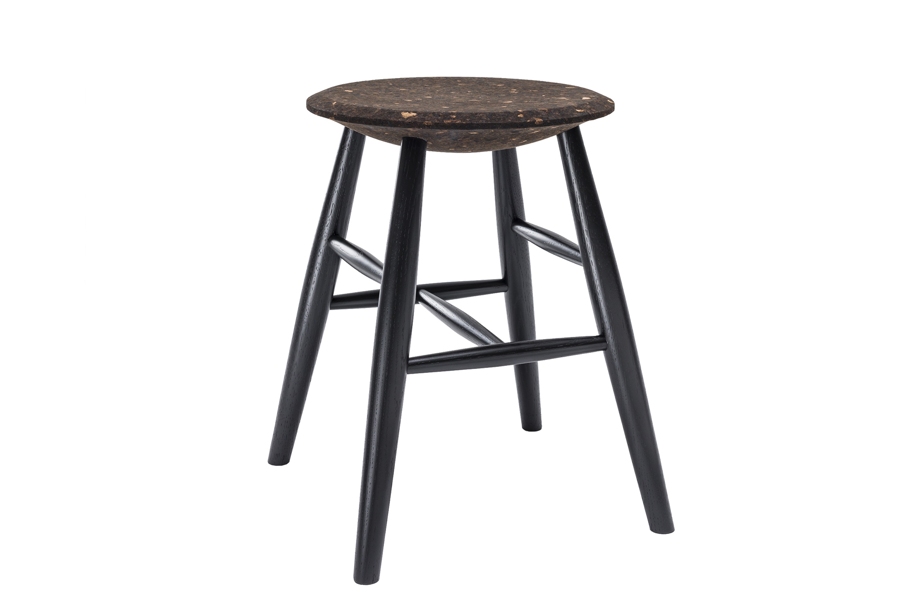 Drifted Stool, Dark Cork / Black, Art. no. 13057 (image 1)