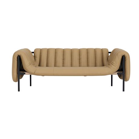 Puffy 2.5-seater Sofa, Elmosoft Leather 03009 / Black Grey
