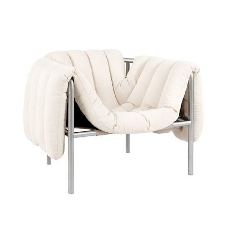 Puffy Lounge Chair, Natural / Stainless