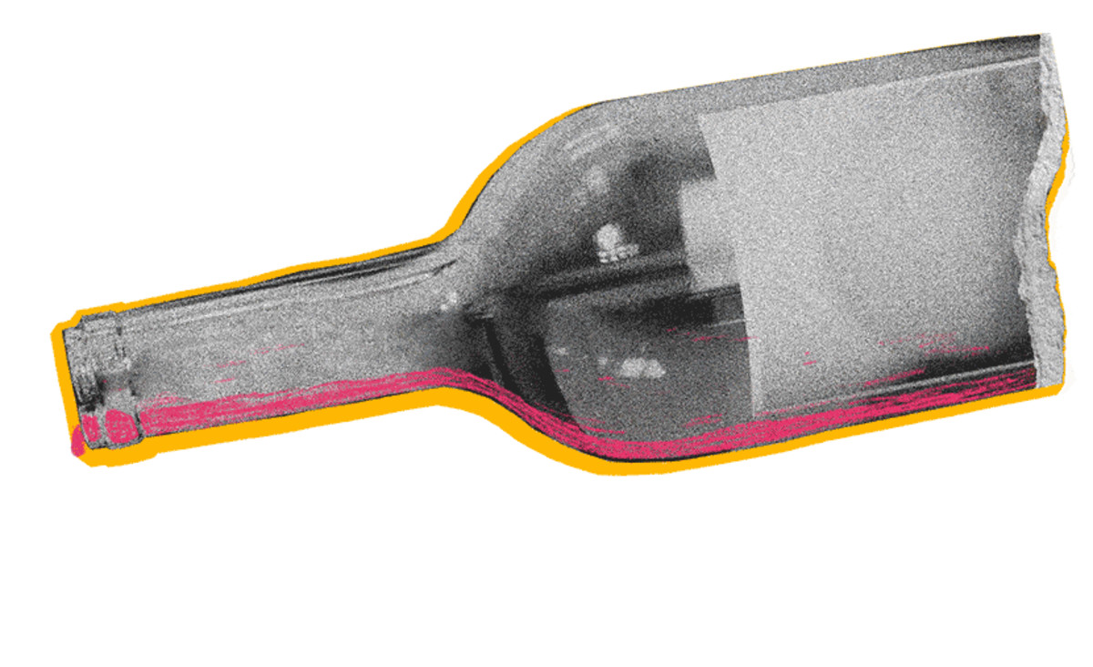 Stylized animated .gif of a dripping wine bottle