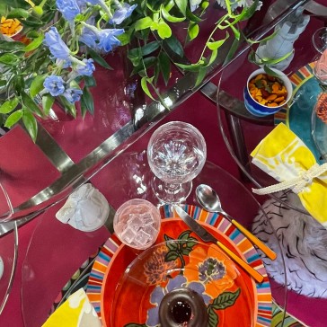 Top-down photo of a set table