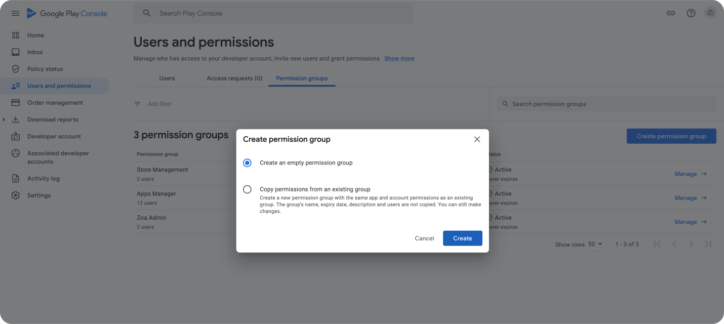 Google users and permissions