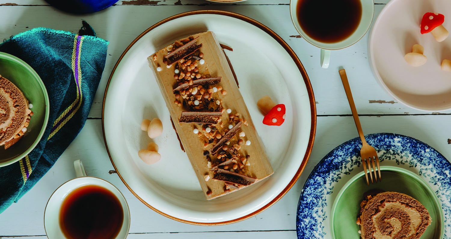 Bûche de fête à la crème au beurre moka - Aveve