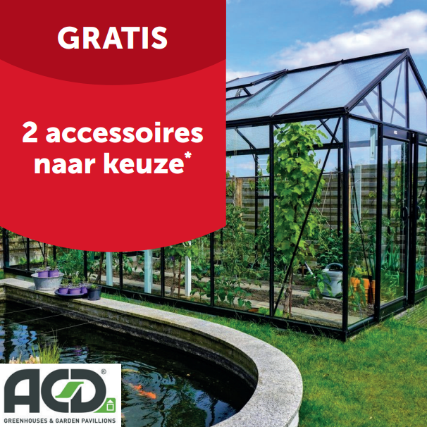 2 gratis accessoires naar keuze bij aankoop van een ACD Prestige-serre