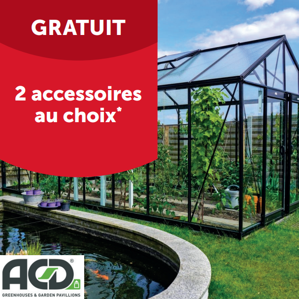 2 accessoires au choix gratuits à l'achat d'une serre ACD Prestige